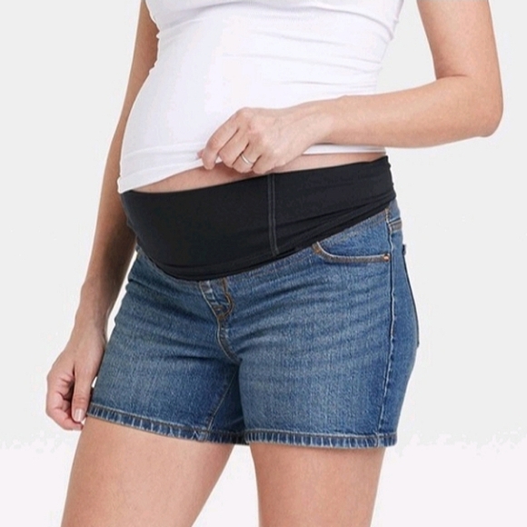 Isabel Maternity by Ingrid & Isabel Pants - Over Belly Maternity Jean Shorts Isabel Maternity by Ingrid & Isabel Dark Wash
